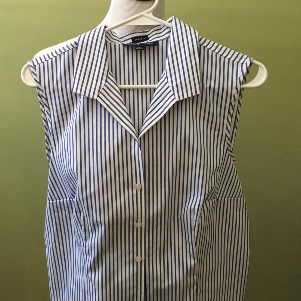 Jones New York blue pin striped blouse